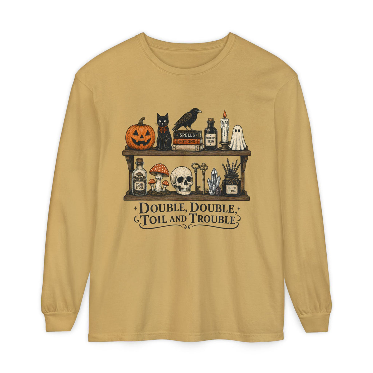 Halloween Potion Shelf "Double, Double, Toil and Trouble" Long Sleeve T-Shirt