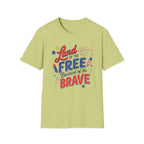 Land of the Free Tee, Because of the Brave Shirt, Patriotic USA Graphic Top, Red White Blue Freedom Outfit T-Shirt