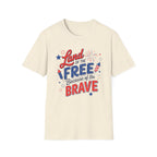 Land of the Free Tee, Because of the Brave Shirt, Patriotic USA Graphic Top, Red White Blue Freedom Outfit T-Shirt