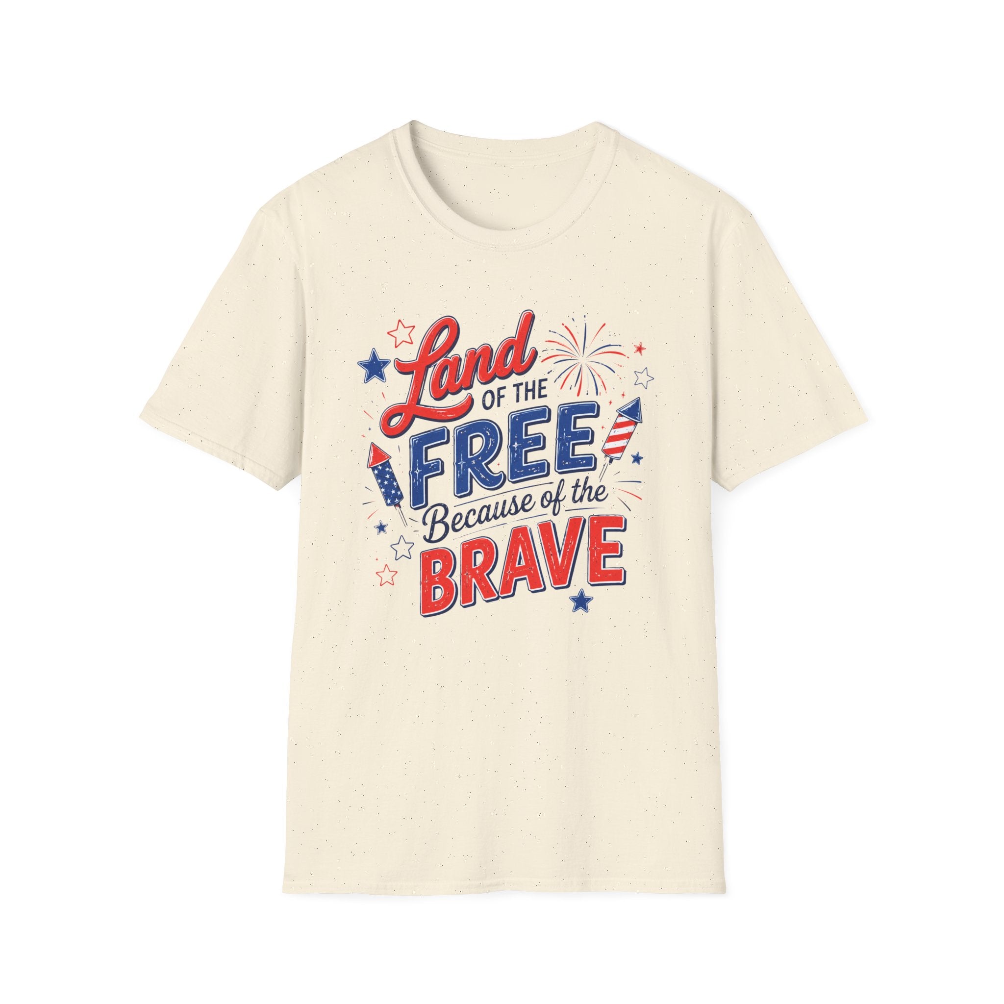Land of the Free Tee, Because of the Brave Shirt, Patriotic USA Graphic Top, Red White Blue Freedom Outfit T-Shirt