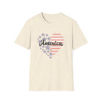 Patriotic America Heart T-Shirt 4th of July USA Graphic Tee