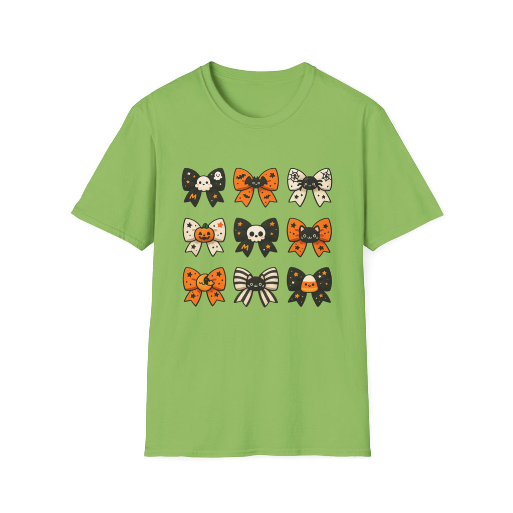 Halloween Bow T-Shirt — Cute Spooky Bows with Skulls, Pumpkins & Cats