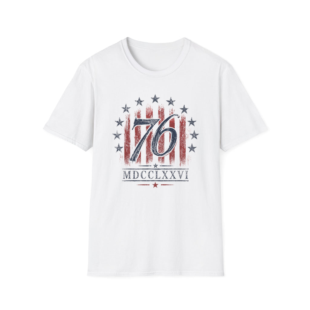 Vintage Style 76 Patriotic Shirt 4th of July Distressed American Flag Graphic Tee Fourth July Roman Numeral MDCCLXXVI Top USA Independence Day