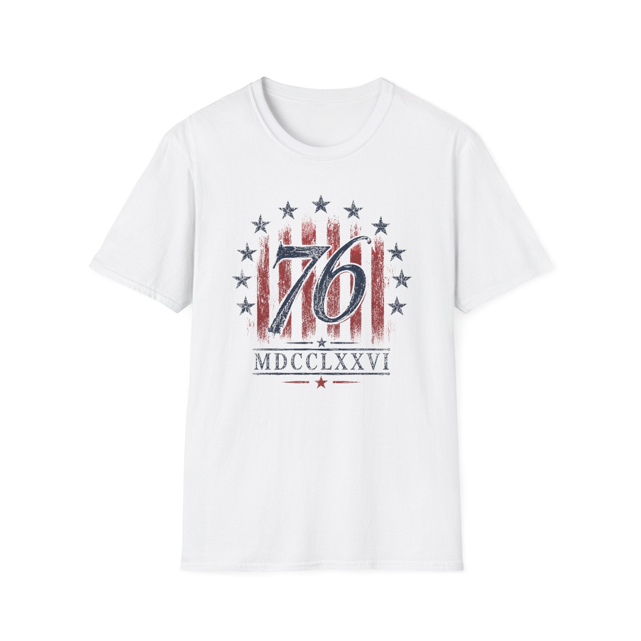 Vintage Style 76 Patriotic Shirt 4th of July Distressed American Flag Graphic Tee Fourth July Roman Numeral MDCCLXXVI Top USA Independence Day