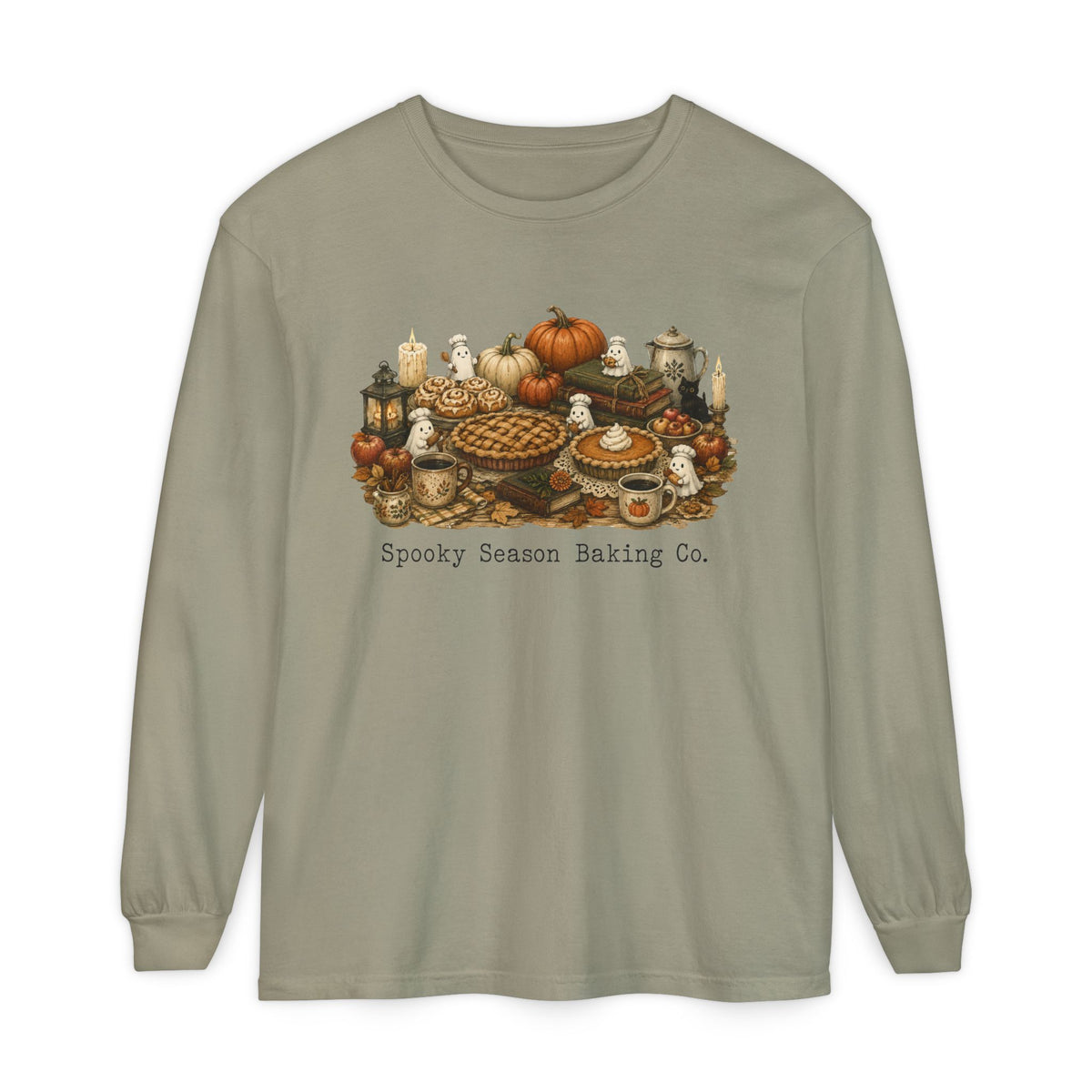 Spooky Season Autumn Baking Crew Cozy Fall Long Sleeve T-Shirt