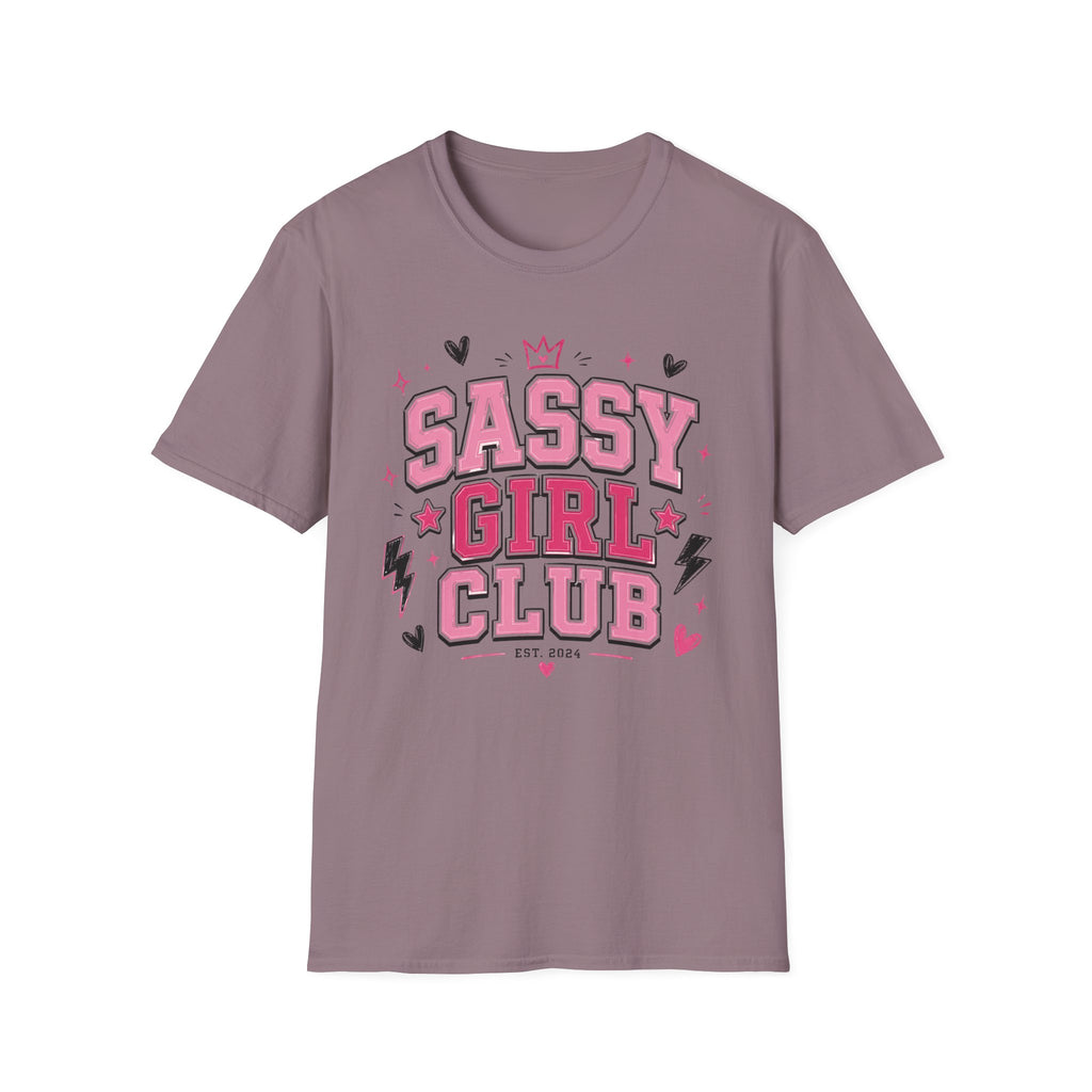 Sassy Girl Club Tee — Pink Cheerful Graphic T-Shirt