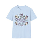 T-Shirt — "Luck Looks Good On Us" Graphic Tee (Mahjong & Charm Design)