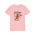 Hot Doggin Since 1776 Tee, Patriotic USA Hot Dog Shirt, Funny Summer Cartoon Graphic Top, Fourth of July Celebration Outfit Youth Short Sleeve Tee