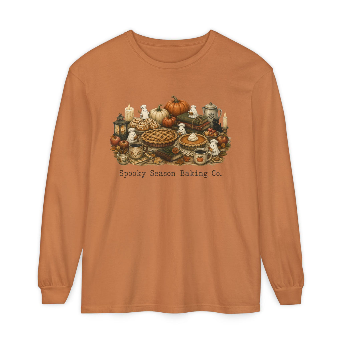 Spooky Season Autumn Baking Crew Cozy Fall Long Sleeve T-Shirt