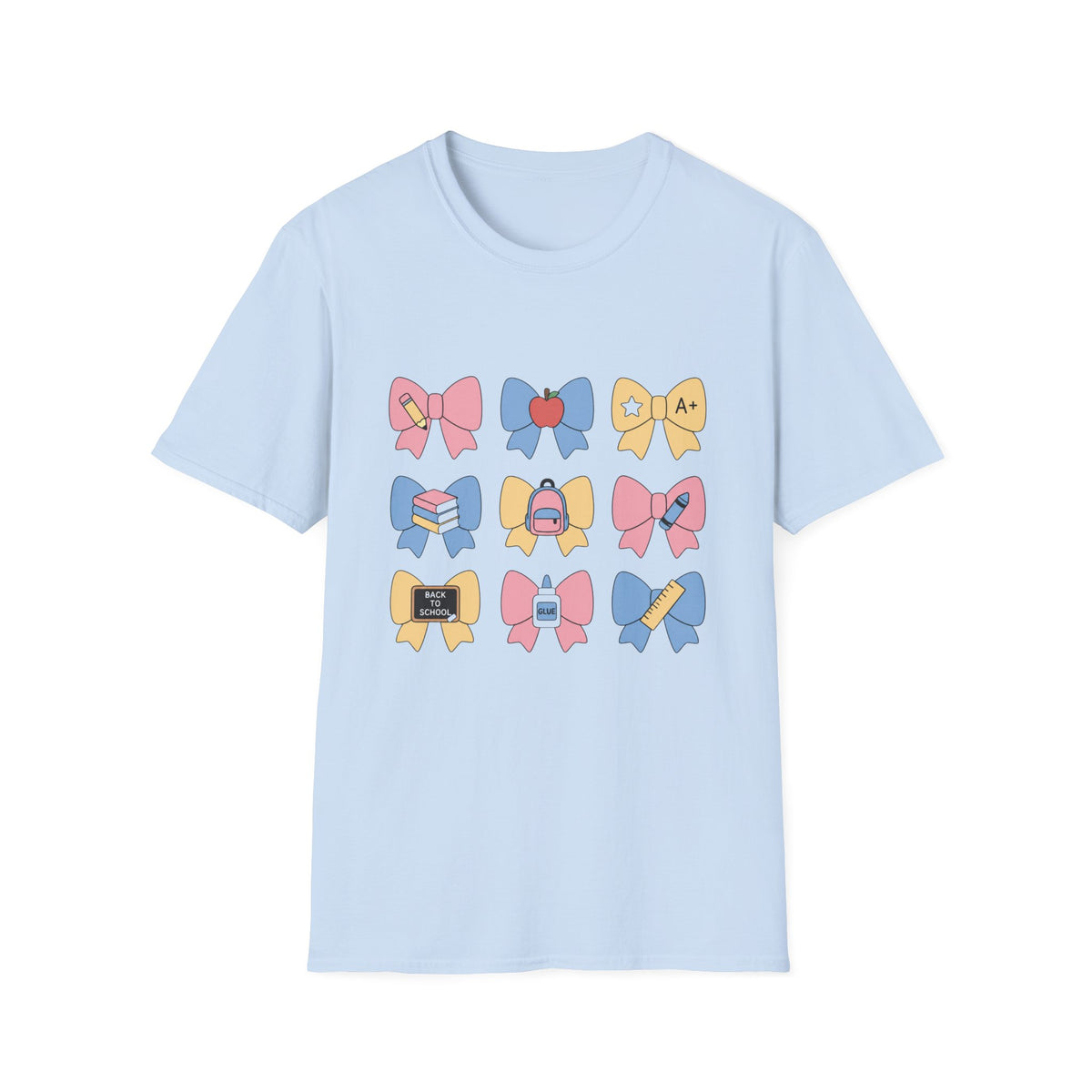 Back-to-School Bows T-Shirt — Cute School Icons Graphic Tee