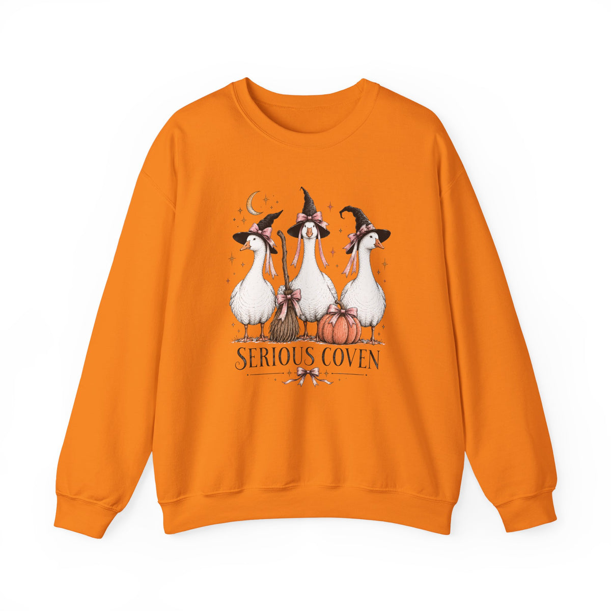 Serious Coven Goose Cute Witch Geese Halloween Crewneck Sweatshirt