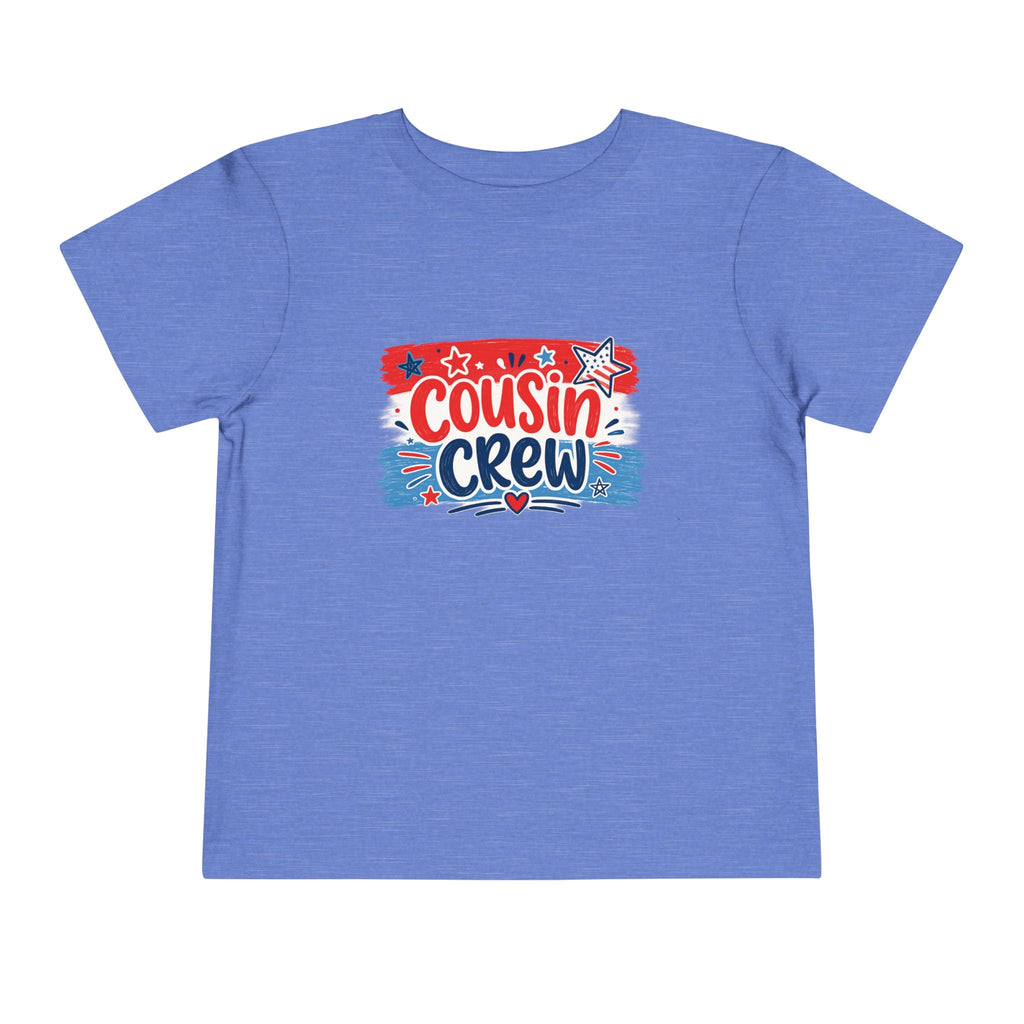 Cousin Crew USA Tee, Patriotic Red White Blue Shirt, Family Matching Star Graphic Top, Fourth of July Celebration Outfit Toddler Short Sleeve Tee