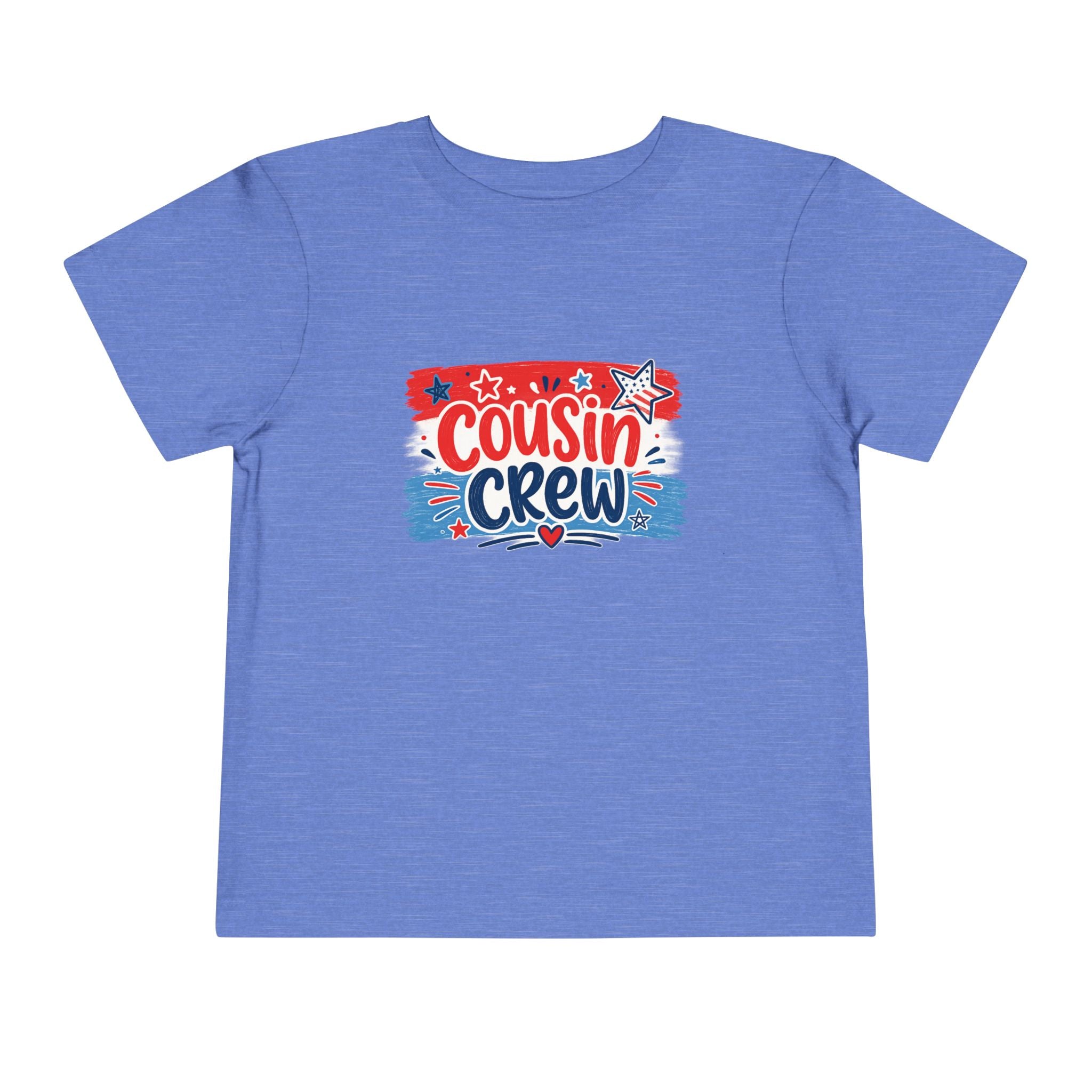 Cousin Crew USA Tee, Patriotic Red White Blue Shirt, Family Matching Star Graphic Top, Fourth of July Celebration Outfit Toddler Short Sleeve Tee