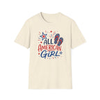Patriotic All American Girl Graphic Tee - 4th of July Flip Flops Summer T-Shirt