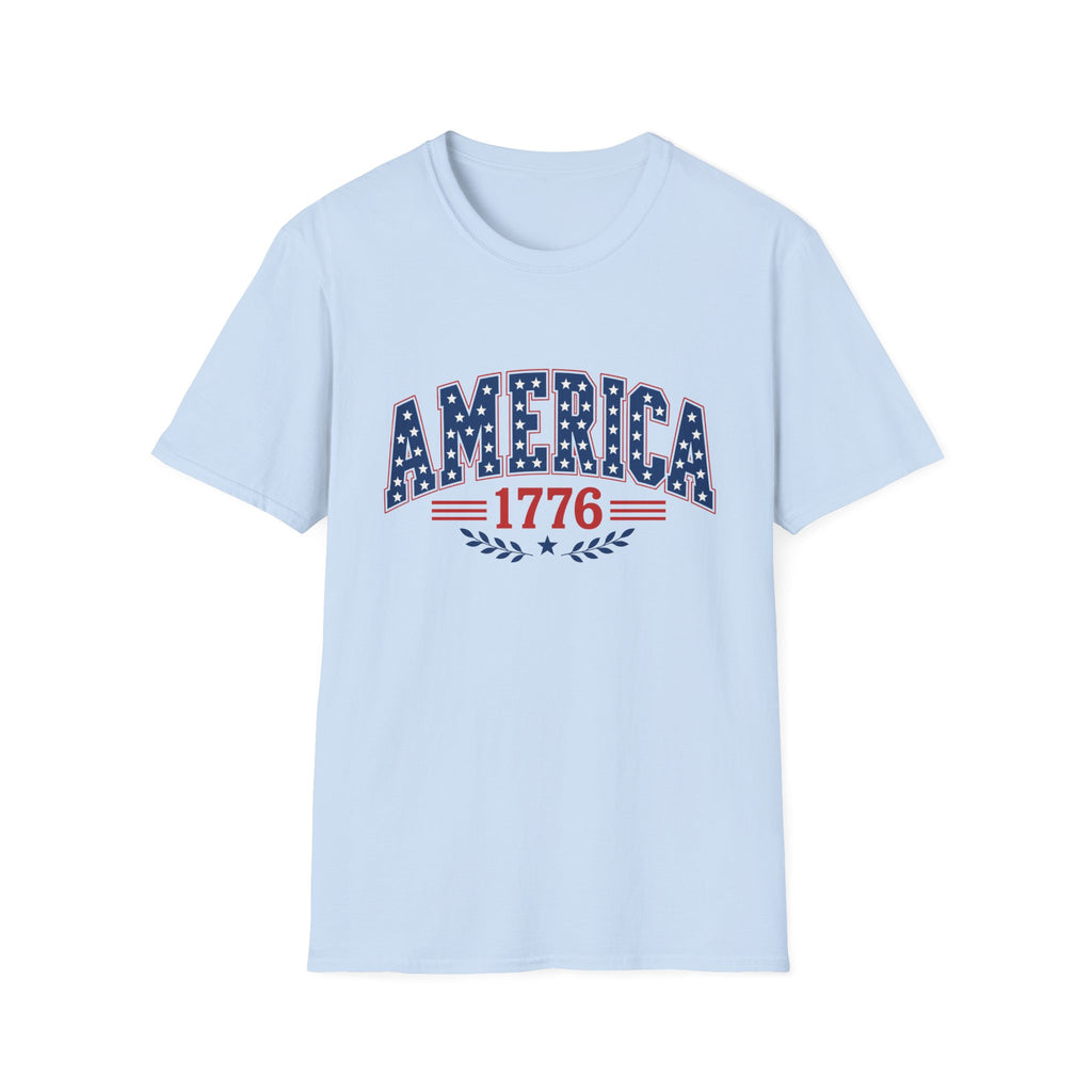 America 1776 Patriotic Tee, USA Heritage Shirt, Red White Blue Graphic Top, Classic American Pride OutfitT-Shirt