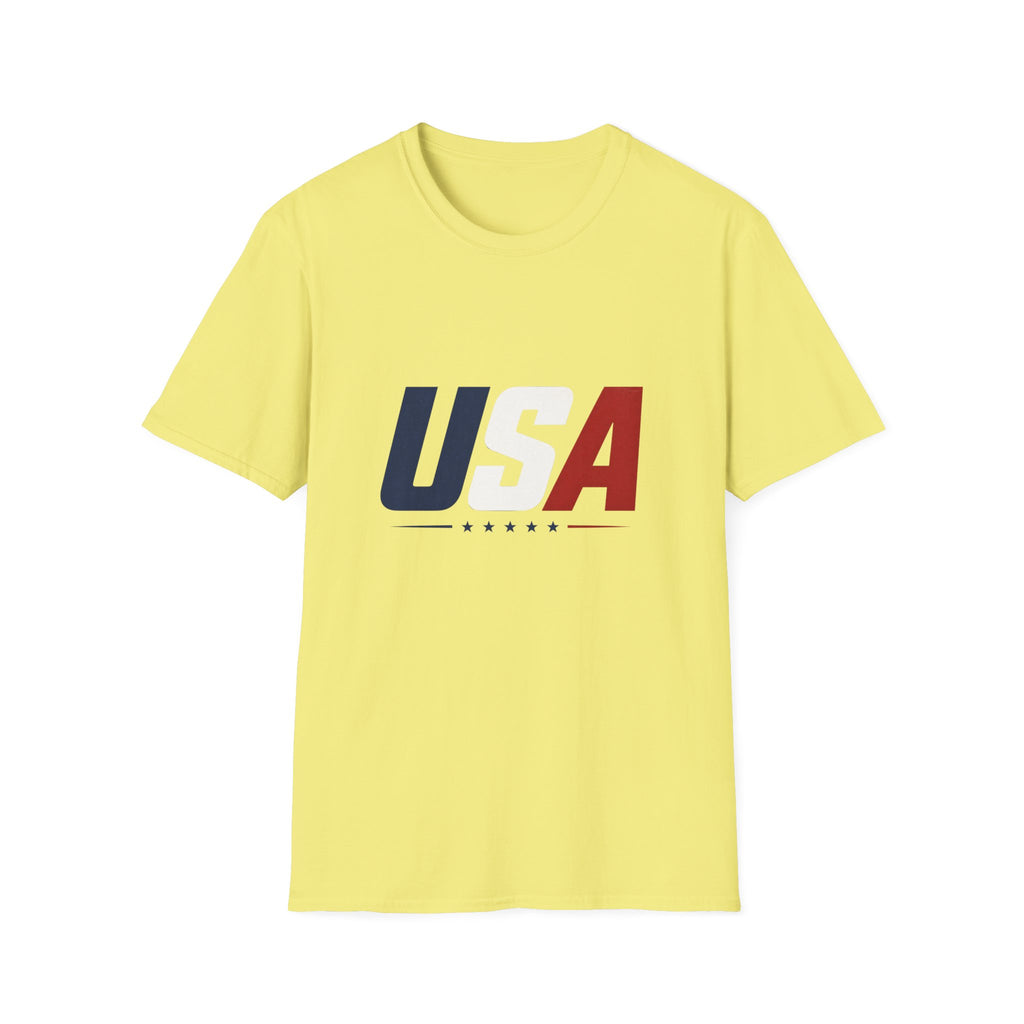 USA Bold Letter T-Shirt Sand, Patriotic American Stars Tee, 4th of July Neutral Color Shirt, USA Red White Blue Sand Tee, Independence Day Gift
