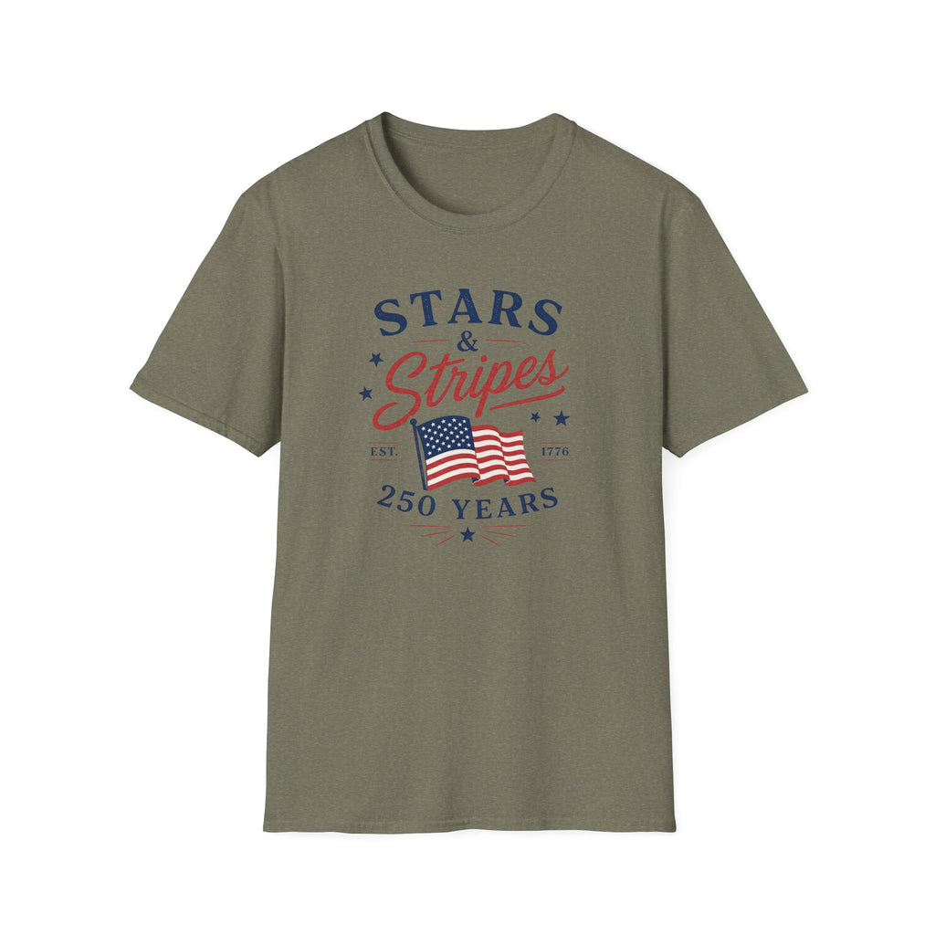 Stars and Stripes 250 Years Tee, EST 1776 USA Shirt, Red White Blue Flag Graphic Top, Patriotic American Heritage Outfit T-Shirt