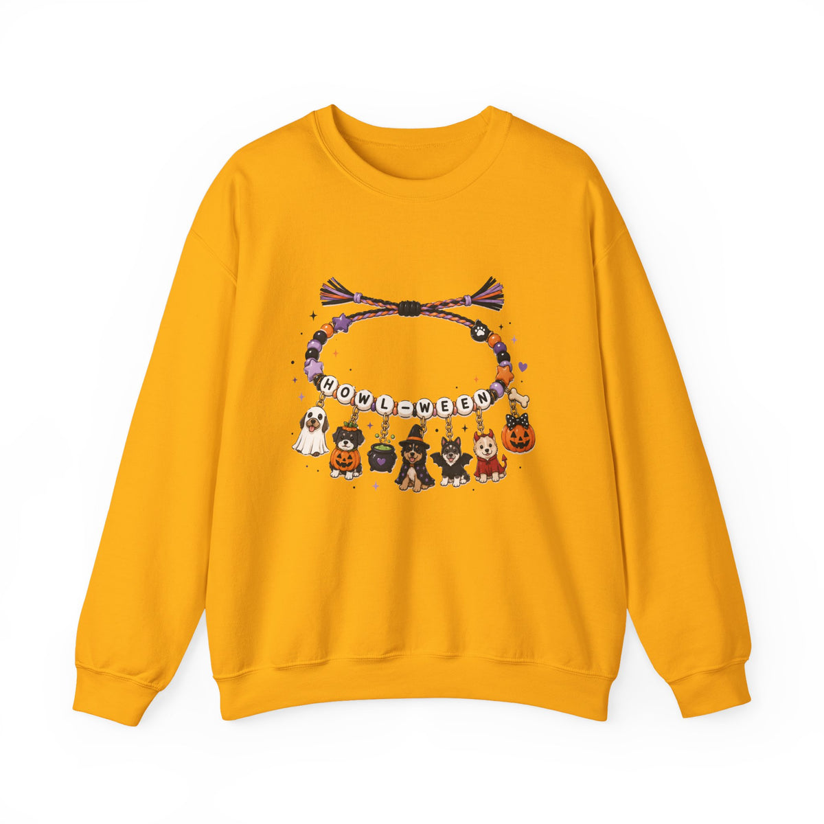 Halloween Charm Bracelet Cute Howl-ween Puppy Dog & Ghost Crewneck Sweatshirt
