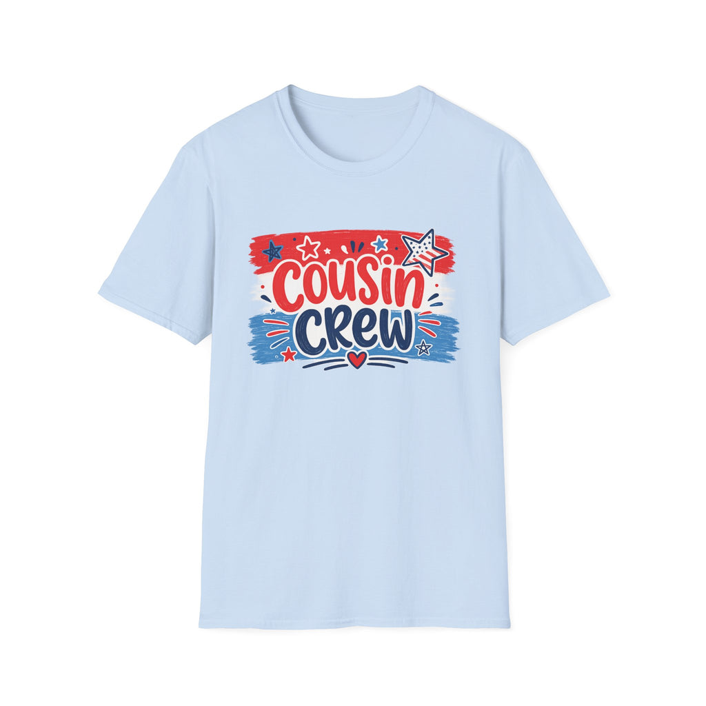 Patriotic Cousin Crew T-Shirt | Distressed American Flag Paint Stroke Graphic Tee, Fourth Of July Family Matching Top