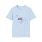 Happy 4th of July Sparkle Bow T-Shirt, Coquette Patriotic Sparkle Star Tee, Feminine Independence Day Shirt, Cute Mixed Typography 4th July