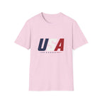 USA Bold Letter T-Shirt Sand, Patriotic American Stars Tee, 4th of July Neutral Color Shirt, USA Red White Blue Sand Tee, Independence Day Gift