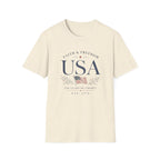 USA Faith Freedom T-Shirt | Patriotic 250 Years Liberty Graphic Tee, American Flag Heritage Top