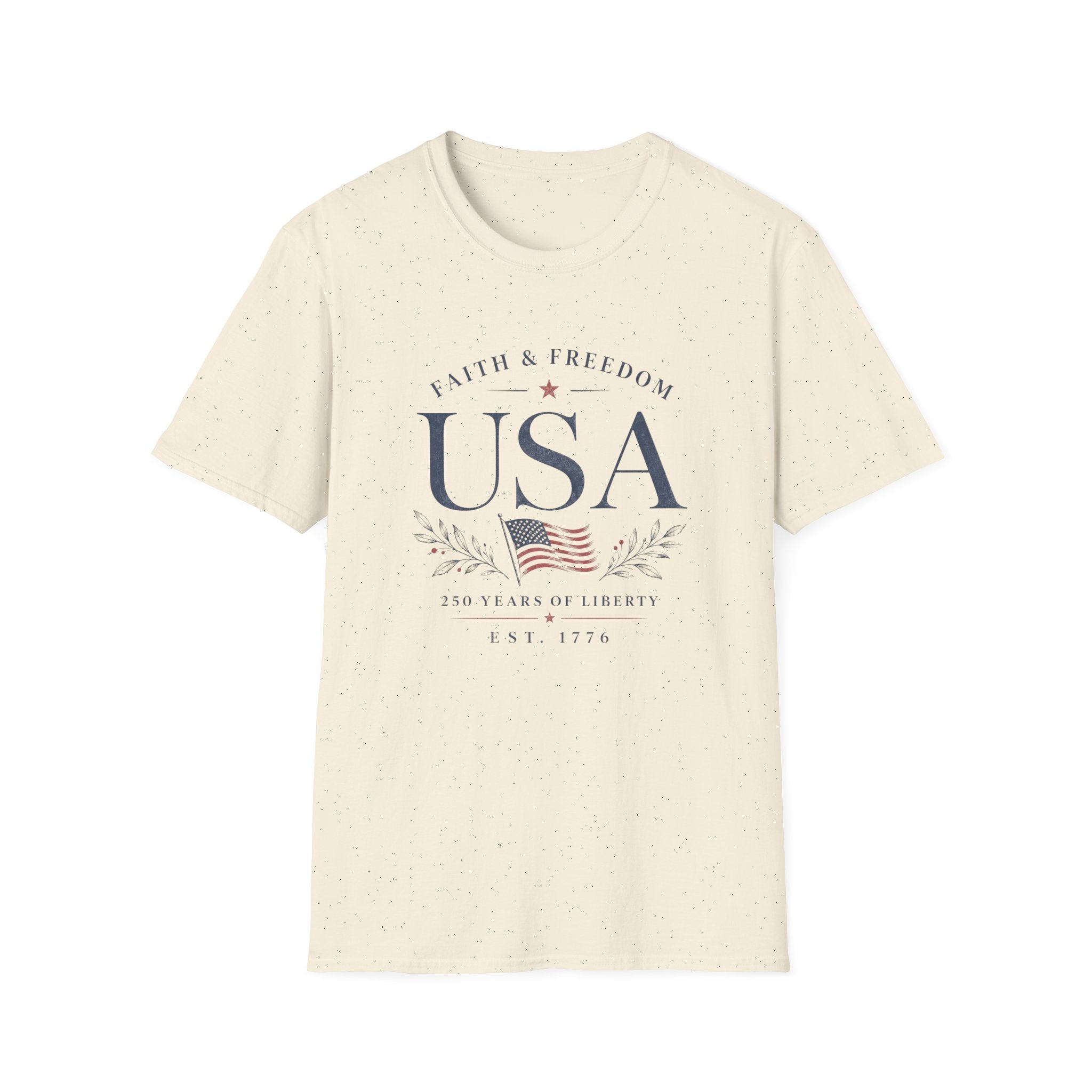 USA Faith Freedom T-Shirt | Patriotic 250 Years Liberty Graphic Tee, American Flag Heritage Top