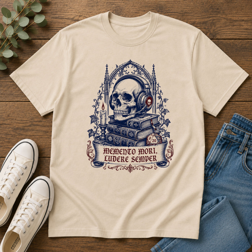 Skull & Books T-Shirt — Memento Mori Gothic Graphic Tee