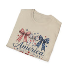 America 250 Years of Freedom Bow Shirt, Coquette Patriotic Trio Bow Tee 1776 2026, 4th of July Women's Vintage Bow T-Shirt, Gingham Stars Floral Patriotic Anniversary Gift