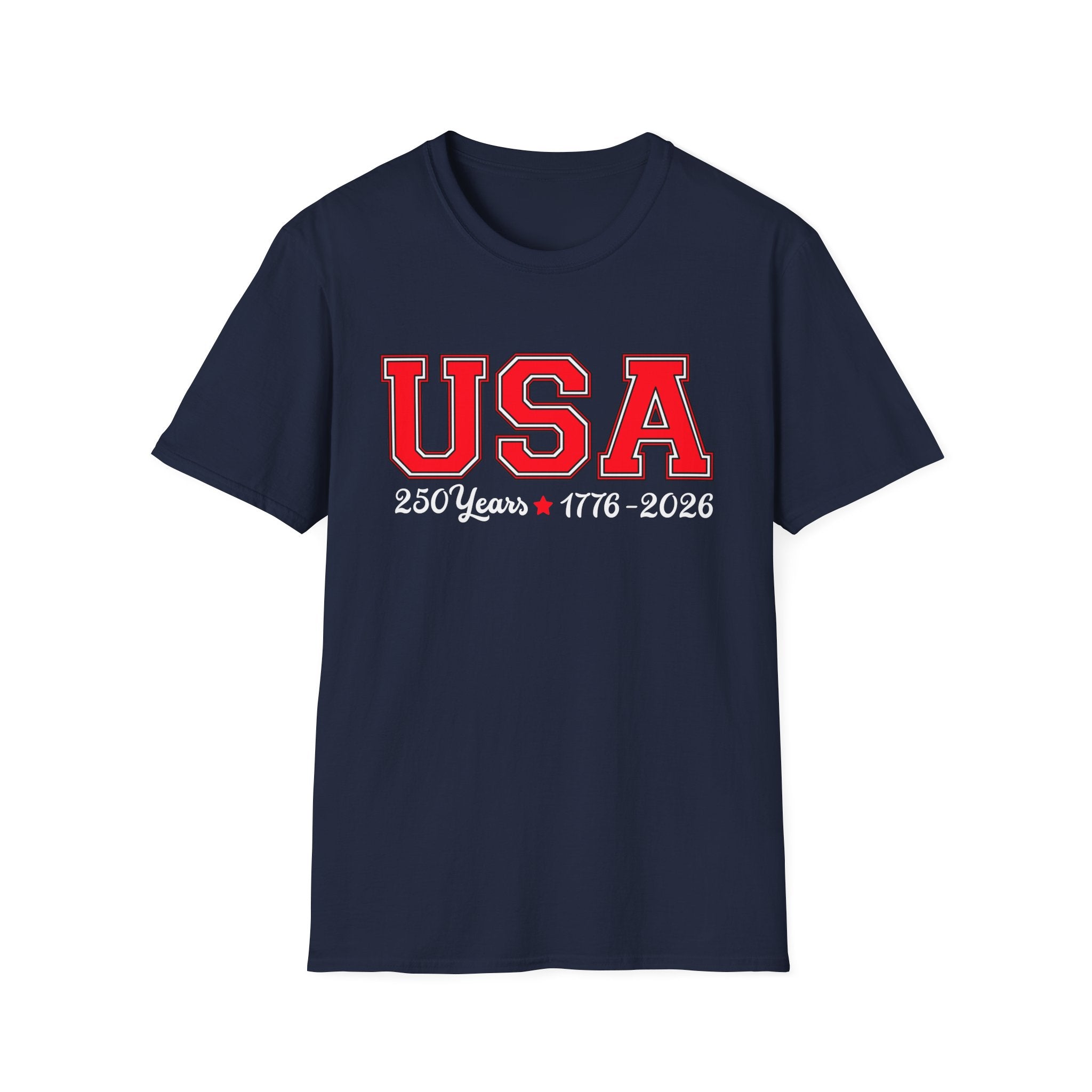USA 250 Years Shirt 1776 2026, America 250th Anniversary T-Shirt, Varsity Style Patriotic Tee, Fourth of July Gift, Classic USA Bold Letter Shirt