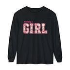 Simply a GIRL Floral Feminine Pink Flower Typography Long Sleeve T-shirt