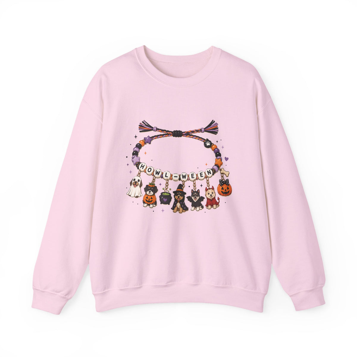 Halloween Charm Bracelet Cute Howl-ween Puppy Dog & Ghost Crewneck Sweatshirt