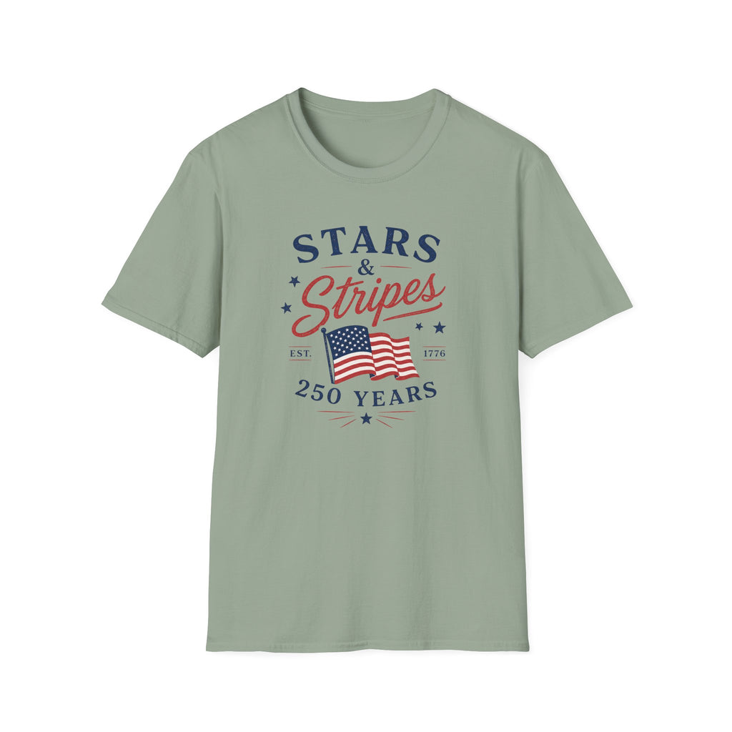 Stars and Stripes 250 Years Tee, EST 1776 USA Shirt, Red White Blue Flag Graphic Top, Patriotic American Heritage Outfit T-Shirt