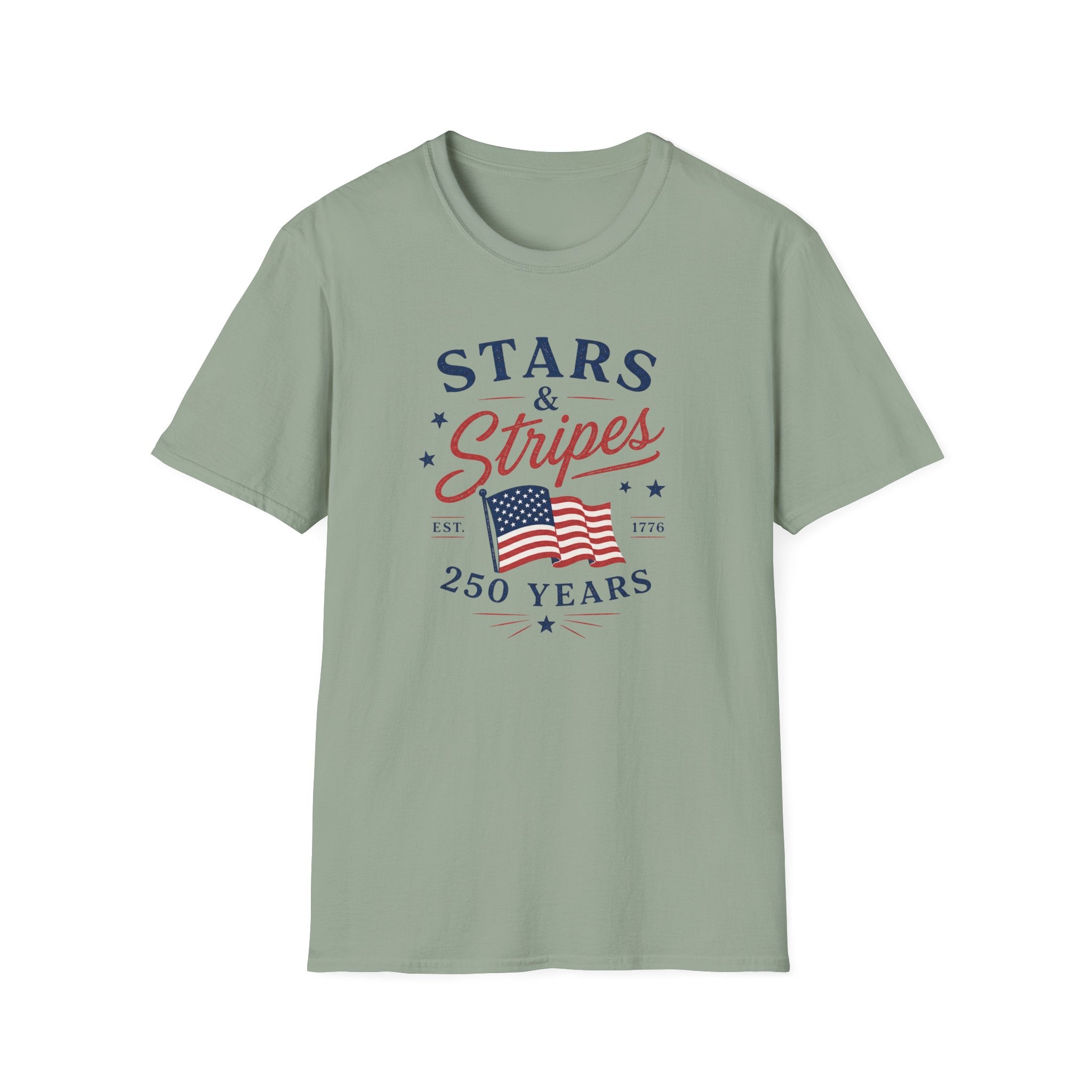 Stars and Stripes 250 Years Tee, EST 1776 USA Shirt, Red White Blue Flag Graphic Top, Patriotic American Heritage Outfit T-Shirt