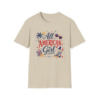 All American Girl Graphic Tee - Patriotic 4th of July Summer Beach T-Shirt