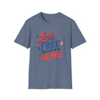 Land of the Free Tee, Because of the Brave Shirt, Patriotic USA Graphic Top, Red White Blue Freedom Outfit T-Shirt