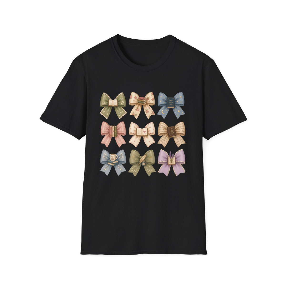 Bow Pattern T-Shirt — Vintage Floral Ribbon Graphic Tee