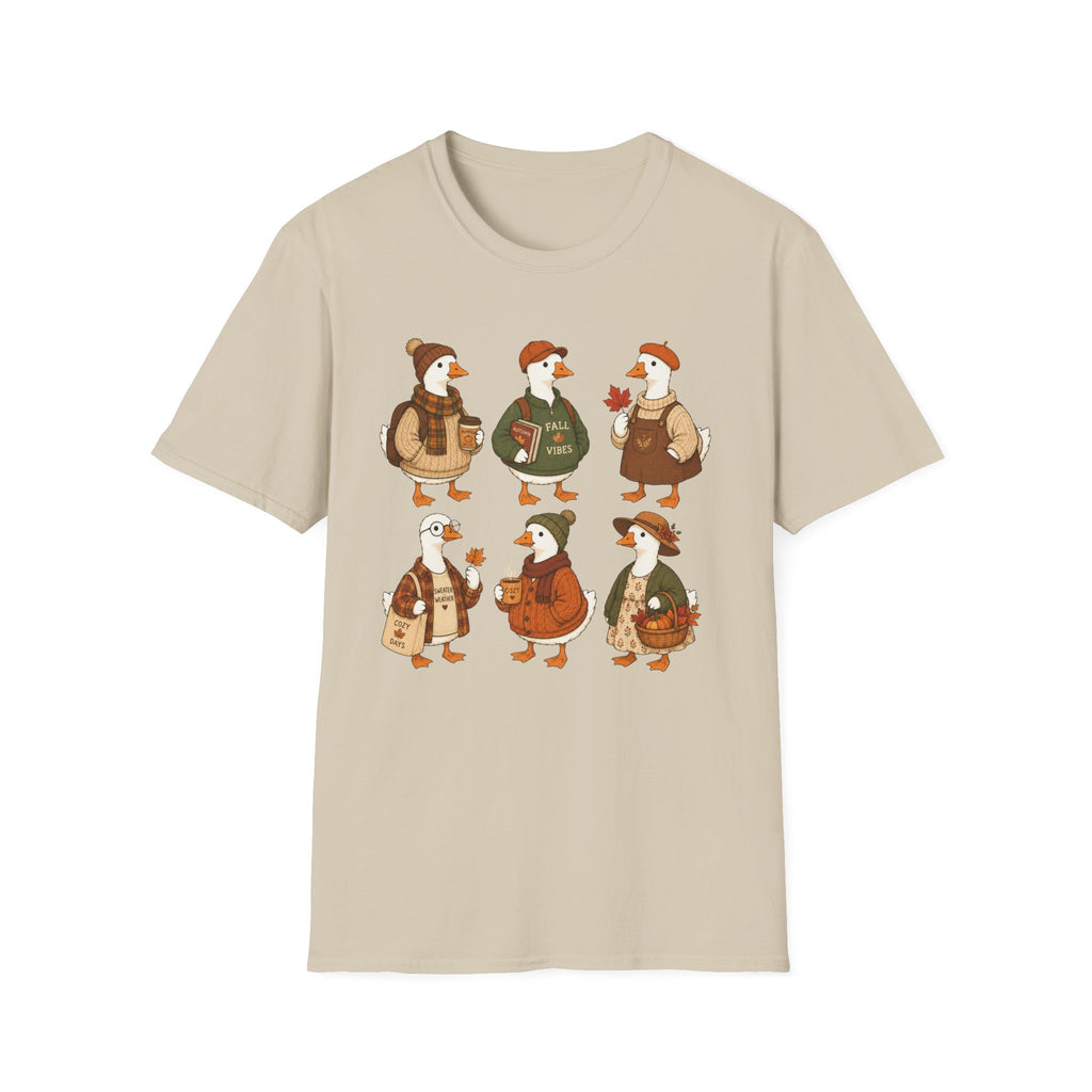 Fall Vibes Goose T-Shirt — Cute Autumn Ducklings Graphic Tee