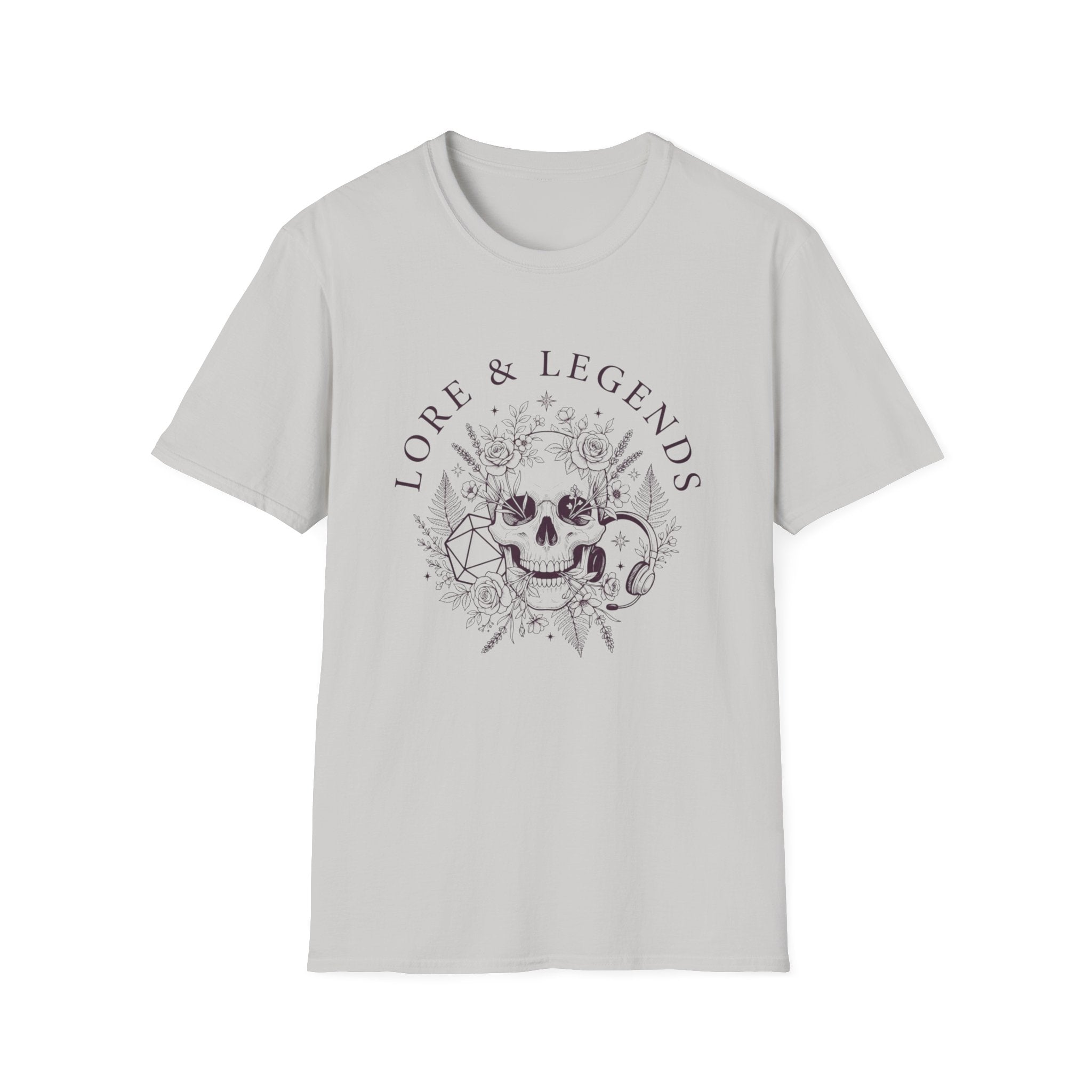 Lore & Legends Skull Floral T‑Shirt — Gothic Botanical Graphic Tee