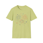 Minimalist Patriotic Fireworks T-Shirt | Fourth Of July American Flag Colors Graphic Tee, Red White Blue Stars Top