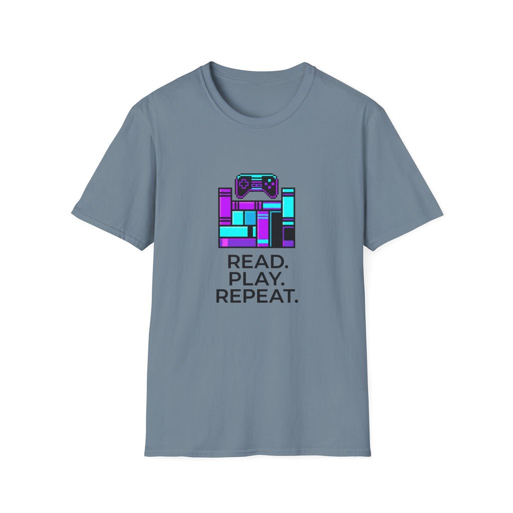 Gaming T-Shirt — Read. Play. Repeat. Retro Controller Graphic