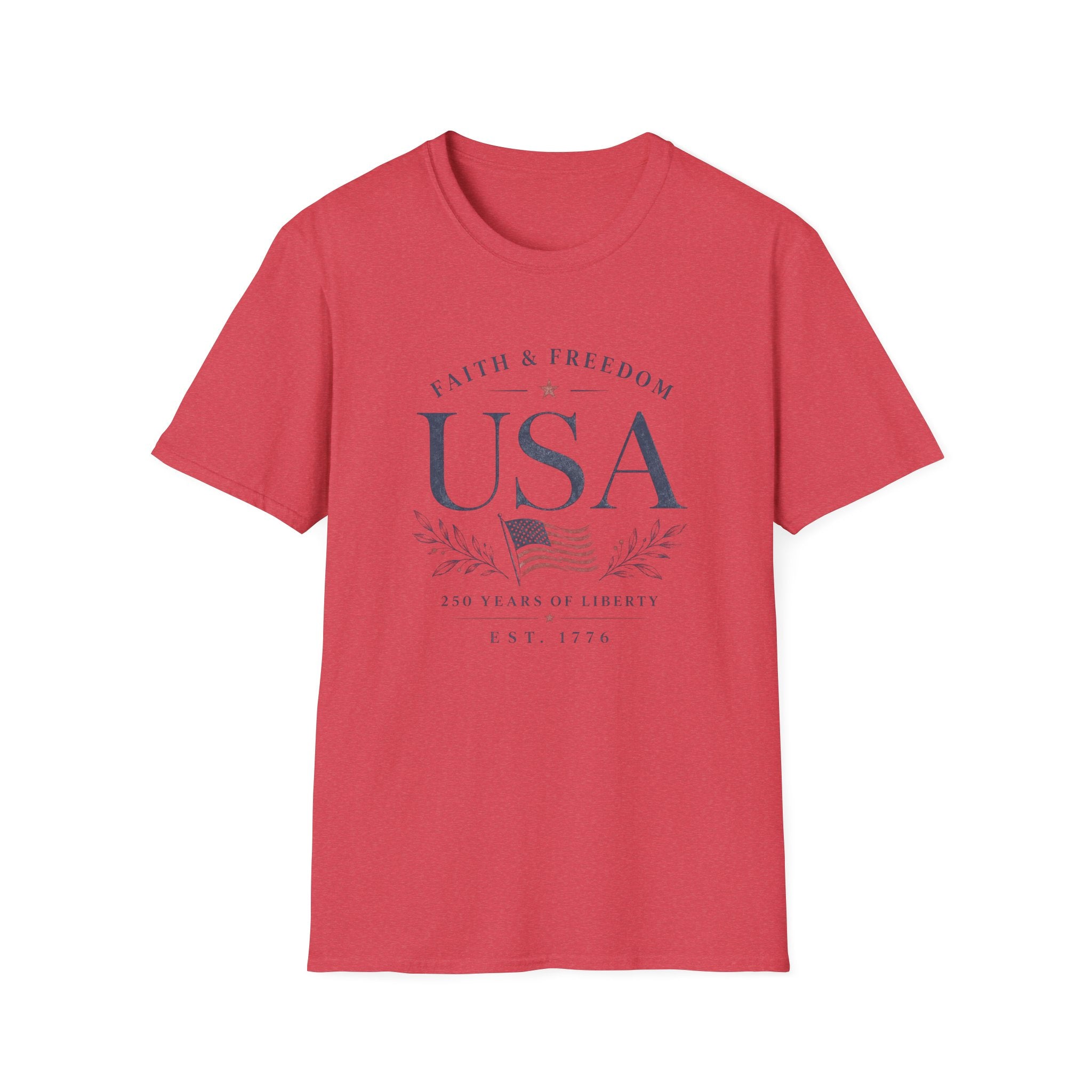 USA Faith Freedom T-Shirt | Patriotic 250 Years Liberty Graphic Tee, American Flag Heritage Top