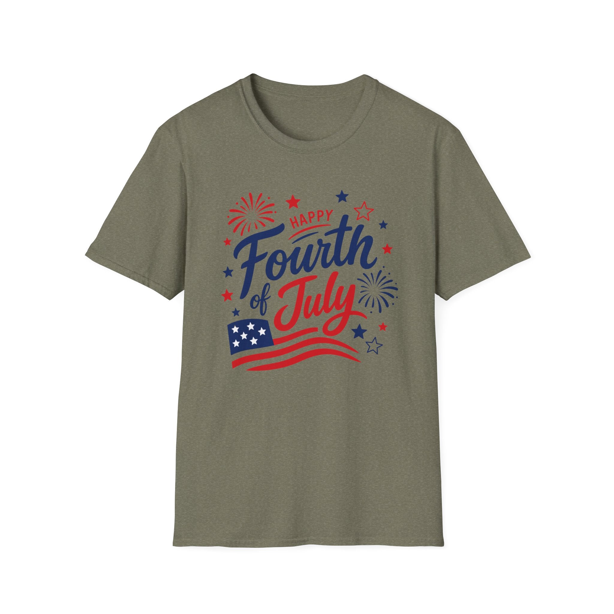 Patriotic Happy Fourth of July Graphic Tee USA Star Spangled- Celebration Flag T-Shirt