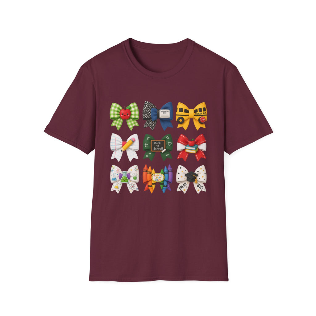 Back to School Cheer Bow T-Shirt — Cute School-Themed Hair Bows Design