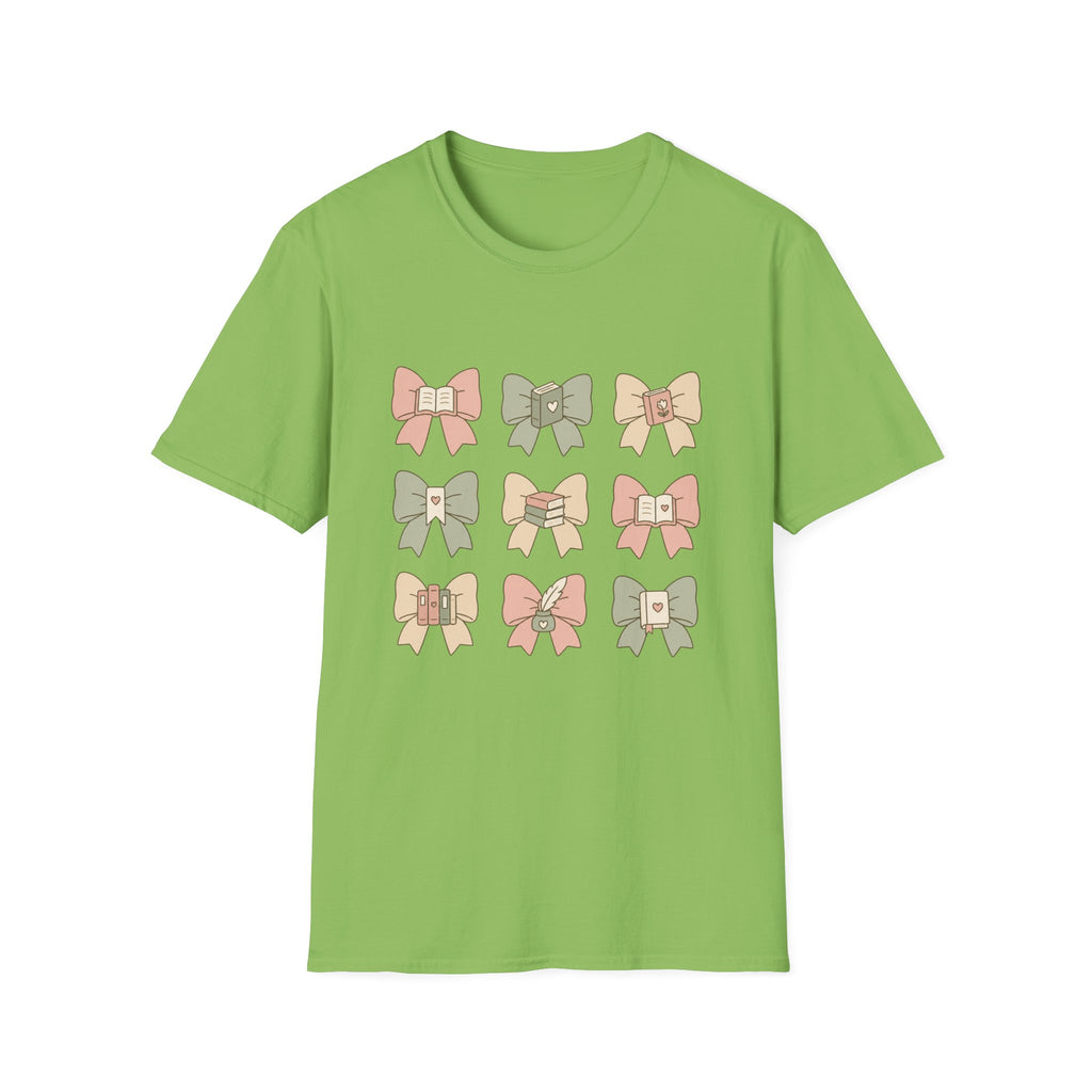 Reading Bows T‑Shirt — Pastel Book Lover Graphic Tee