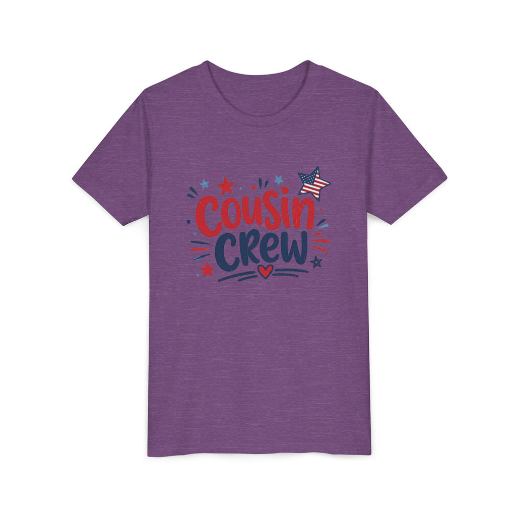 Cousin Crew Patriotic Tee, Red White Blue USA Shirt, Fun Family Celebration Graphic Top, Fourth of July Outfit Youth Short Sleeve Tee