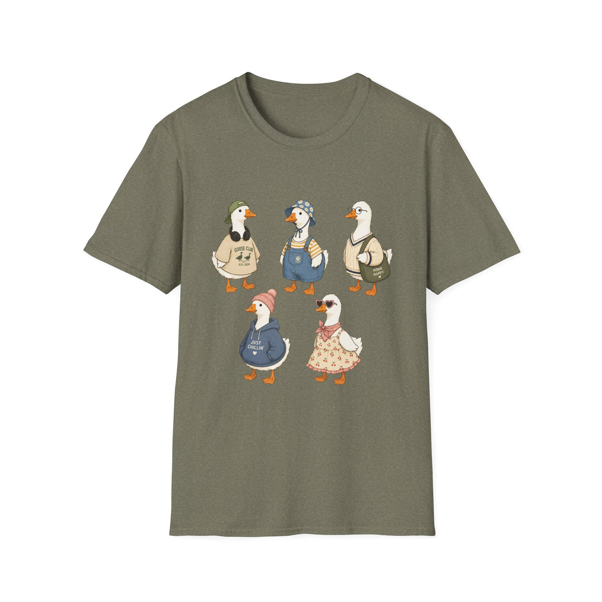Cute Whimsical Vintage Goose Family T-Shirt