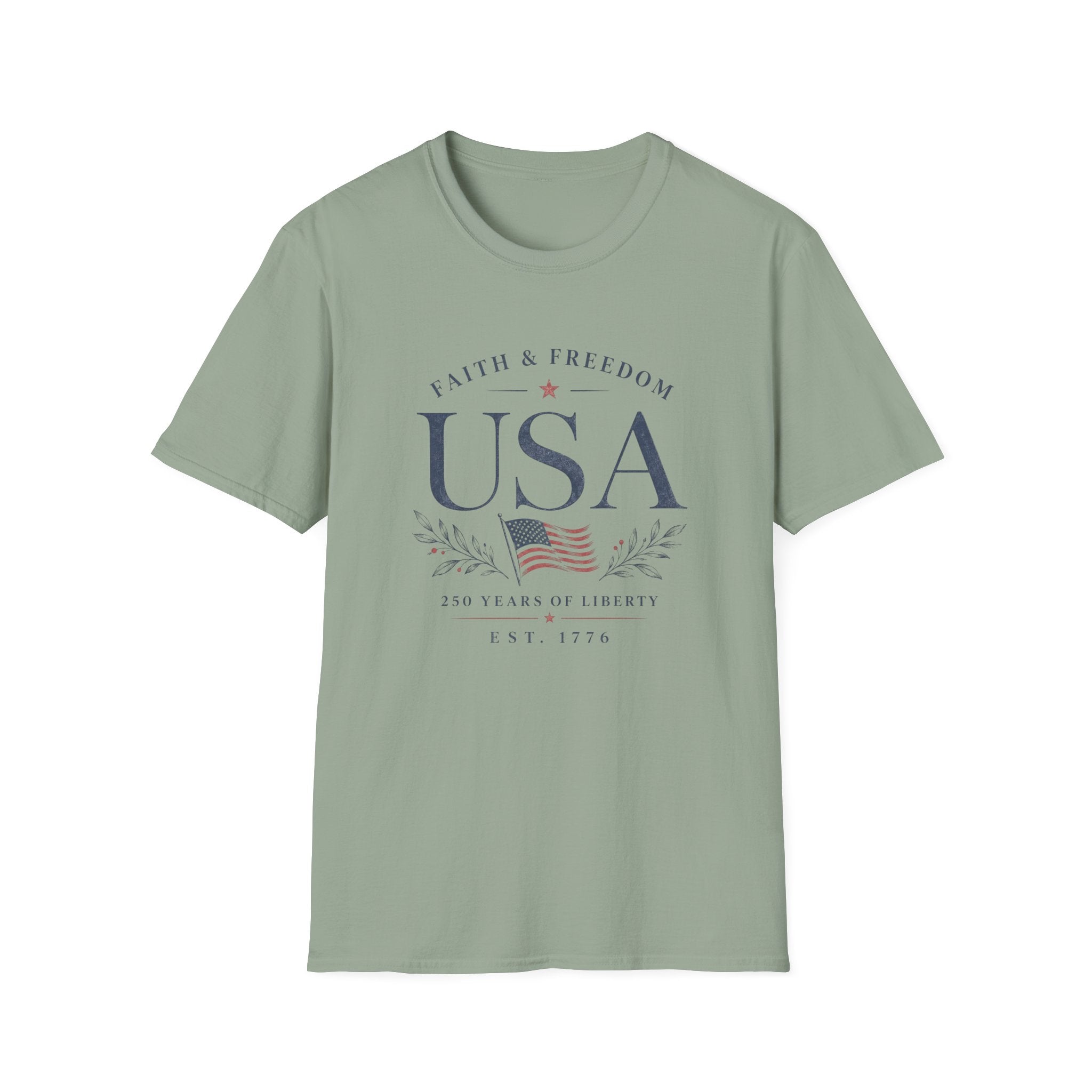 USA Faith Freedom T-Shirt | Patriotic 250 Years Liberty Graphic Tee, American Flag Heritage Top