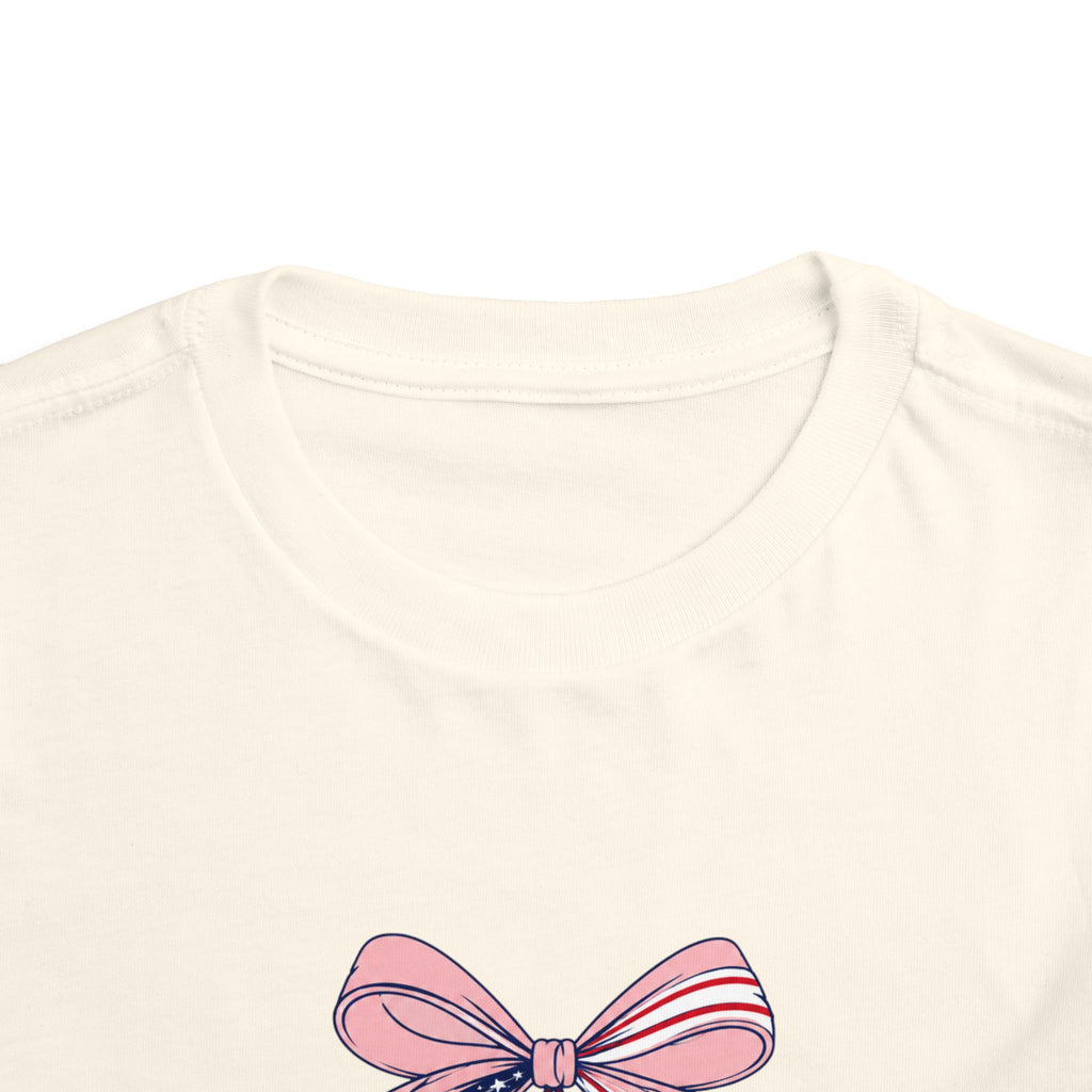 Made in the USA Cherry Tee, Patriotic Red White Blue Shirt, Cute Bow Fruit Graphic Top, Fourth of July Summer Outfit Toddler Short Sleeve Tee