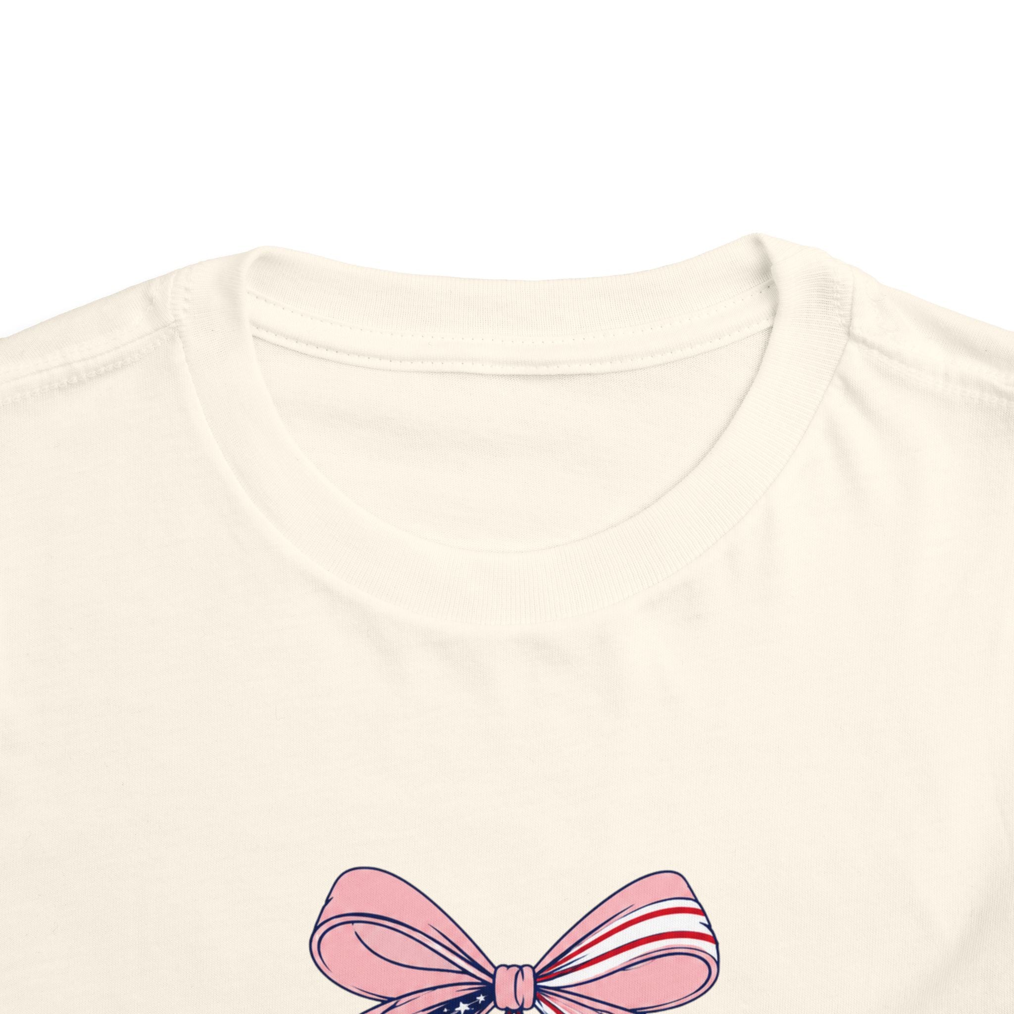 Made in the USA Cherry Tee, Patriotic Red White Blue Shirt, Cute Bow Fruit Graphic Top, Fourth of July Summer Outfit Toddler Short Sleeve Tee